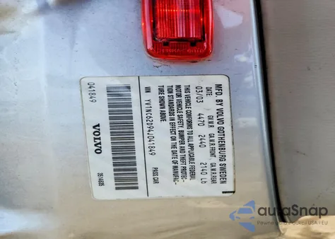 2004 Volvo C70 Hpt z USA, uszkodzony, nr VIN YV1NC62D94J041849